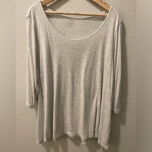 J Jill Pure Jill Supersoft 3/4 Sleeve Elliptical Modal Tee XL Light Grey